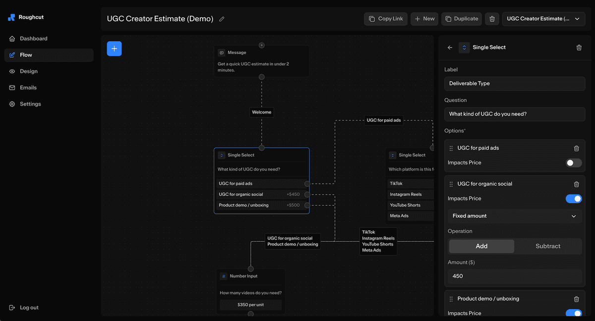 Roughcut flow editor demo